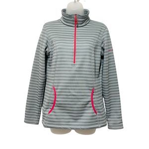 Columbia Pullover Jacket Long Sleeve 1/4 zip Sportswear Gray Stripe Womens Small